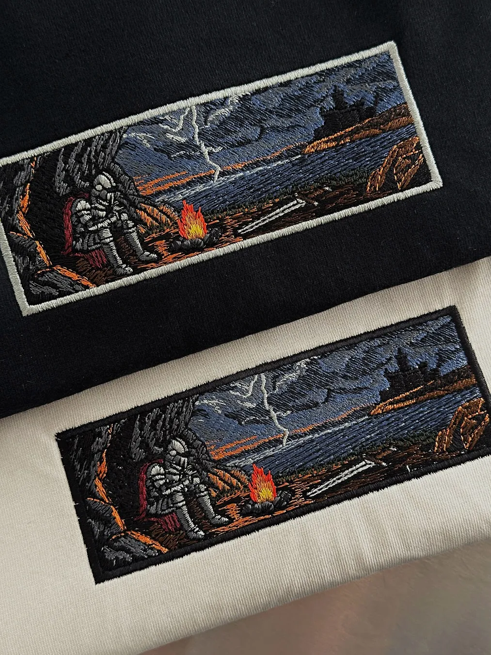 Detailed landscape embroidery